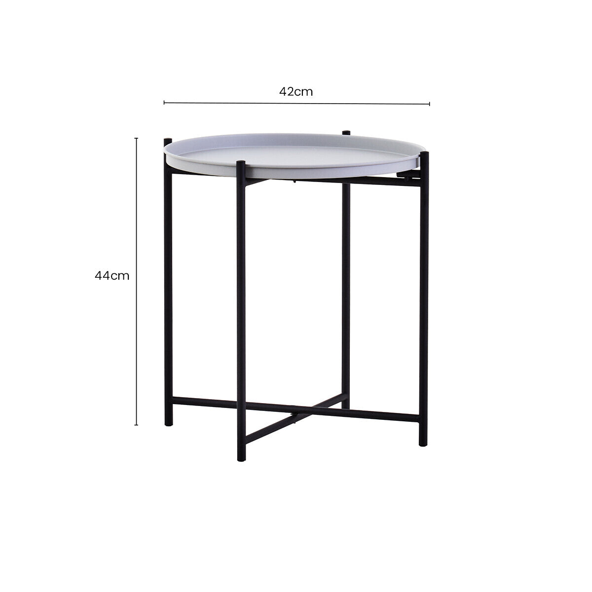 Orsina Trosa Round Side Table – Grey Top with Black Iron Lattice Base