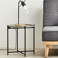 Orsina Trosa Round Side Table – Grey Top with Black Iron Lattice Base