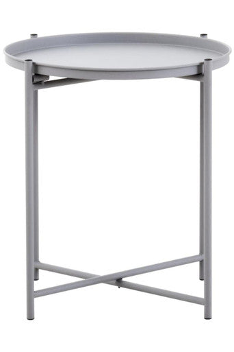 Orsina Trosa Round Grey Iron Side Table – Modern Metal Accent Table