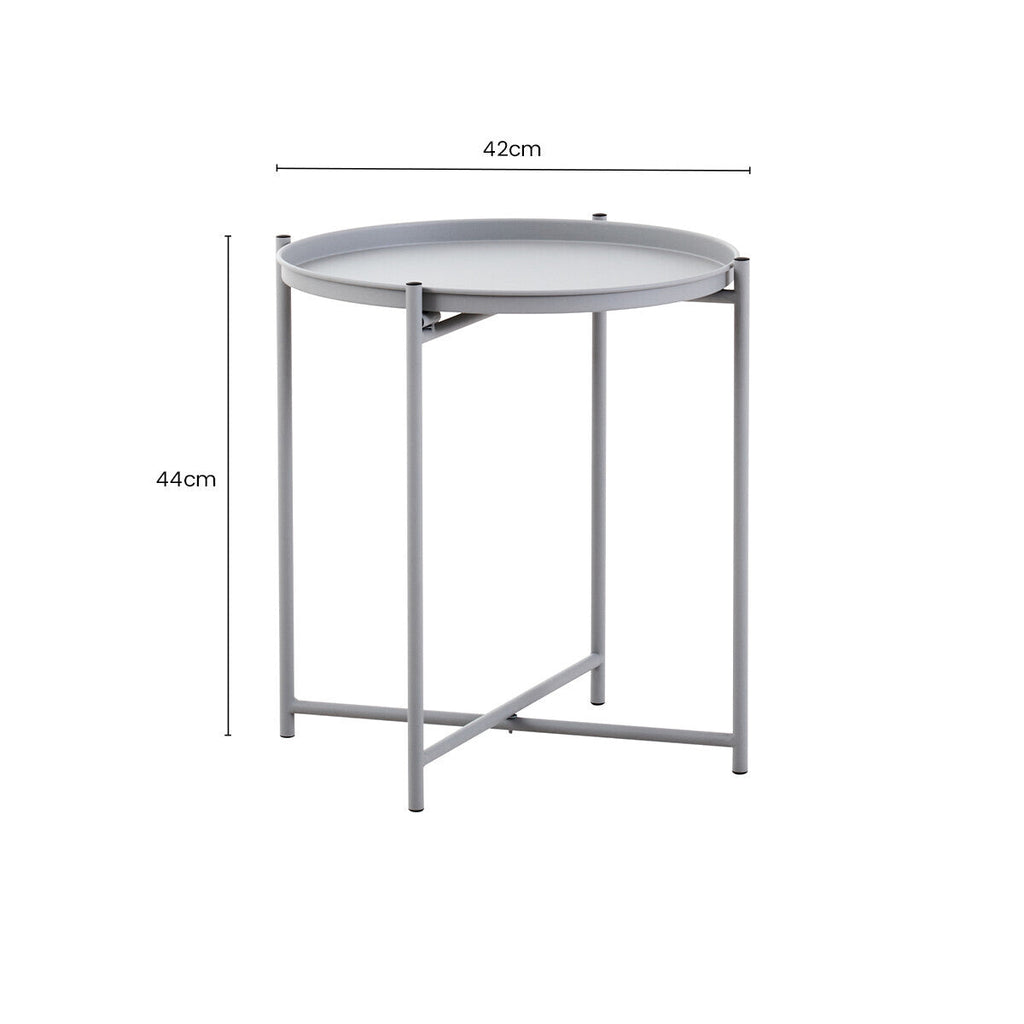 Orsina Trosa Round Grey Iron Side Table – Modern Metal Accent Table