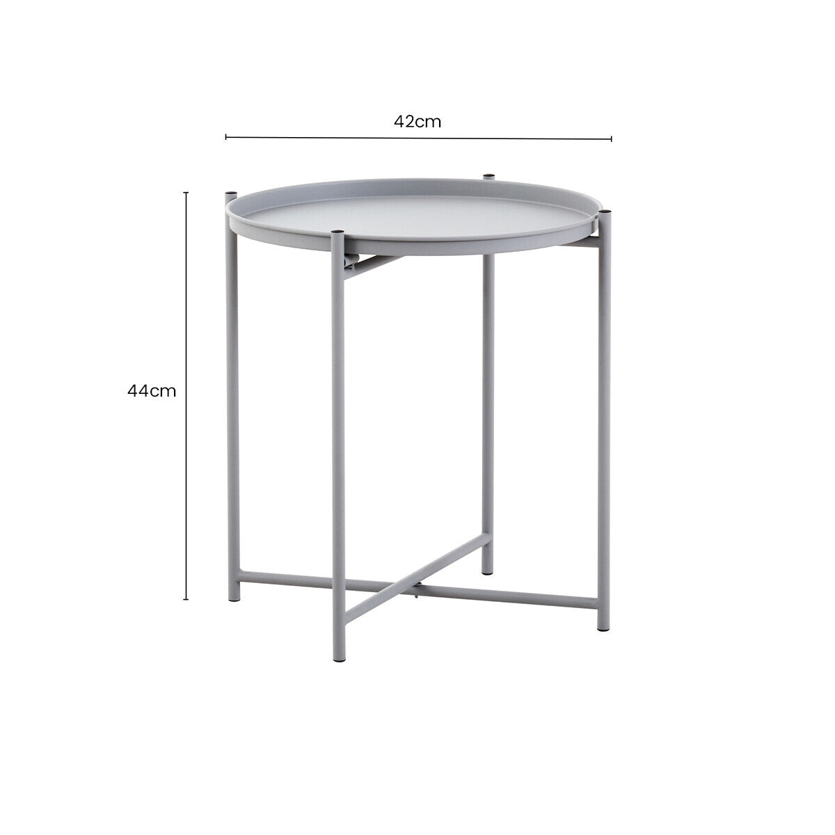 Orsina Trosa Round Grey Iron Side Table – Modern Metal Accent Table