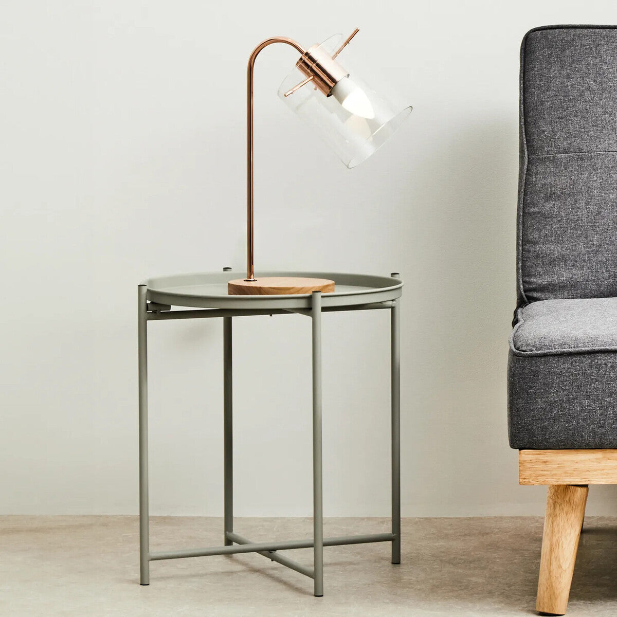 Orsina Trosa Round Grey Iron Side Table – Modern Metal Accent Table
