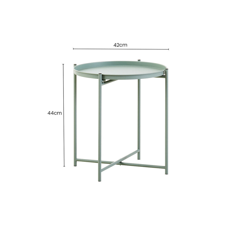 Orsina Trosa Round Green Iron Side Table – Modern Metal Accent Table