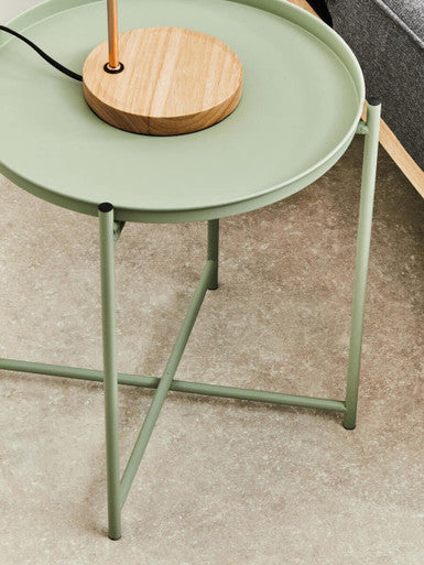 Orsina Trosa Round Green Iron Side Table – Modern Metal Accent Table