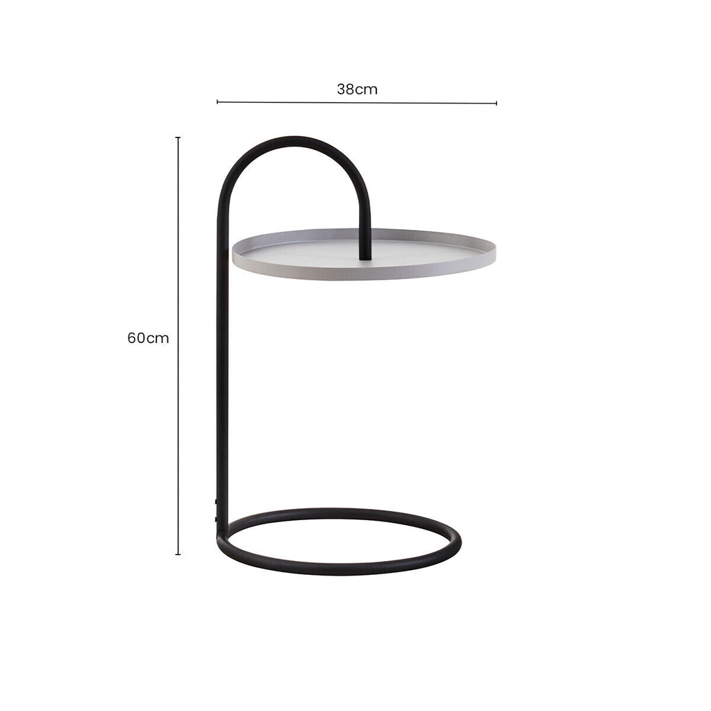 Orsina Trosa Round Side Table – Grey and Black Iron Hanging Frame