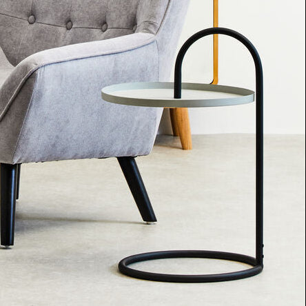 Orsina Trosa Round Side Table – Grey and Black Iron Hanging Frame