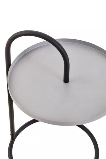 Orsina Trosa Round Side Table – Grey and Black Iron Hanging Frame