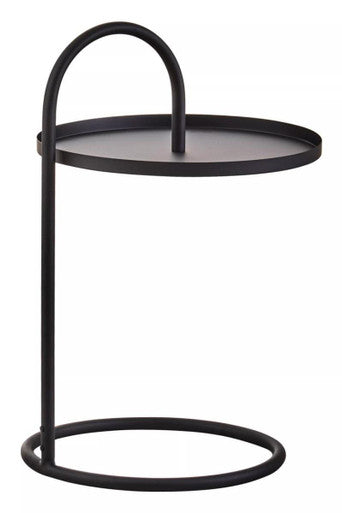 Orsina Trosa Black Round Side Table – Floating Iron Hanging Frame