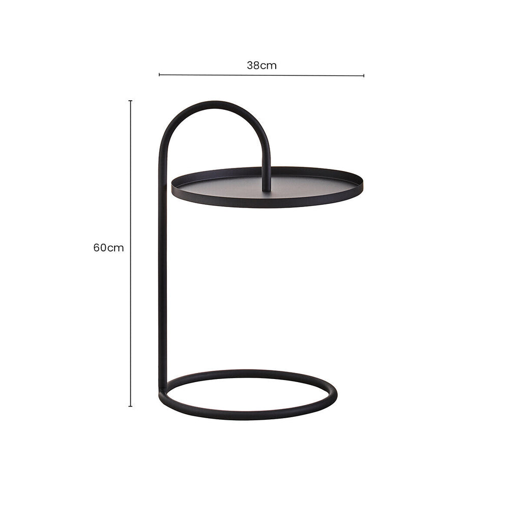 Orsina Trosa Black Round Side Table – Floating Iron Hanging Frame