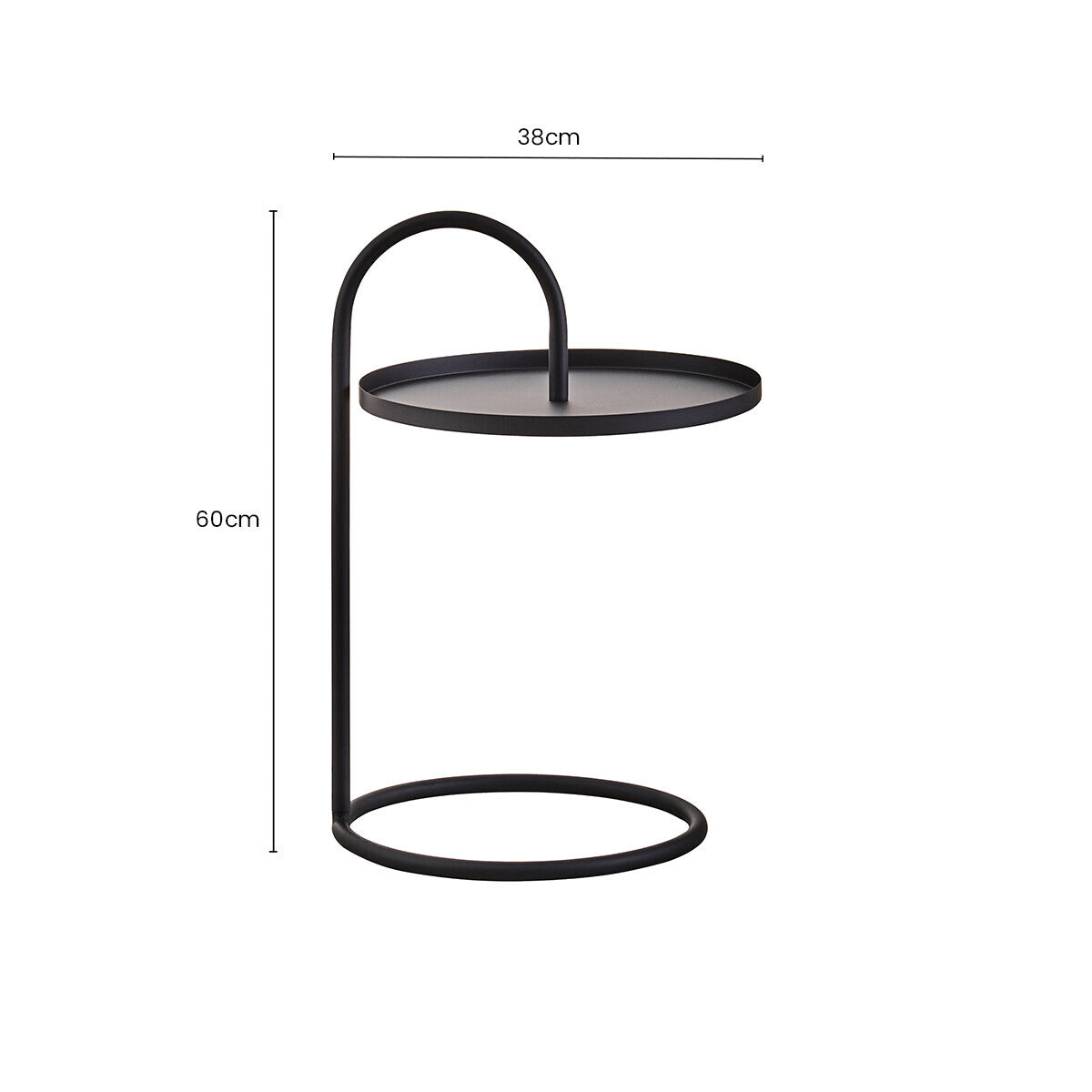 Orsina Trosa Black Round Side Table – Floating Iron Hanging Frame