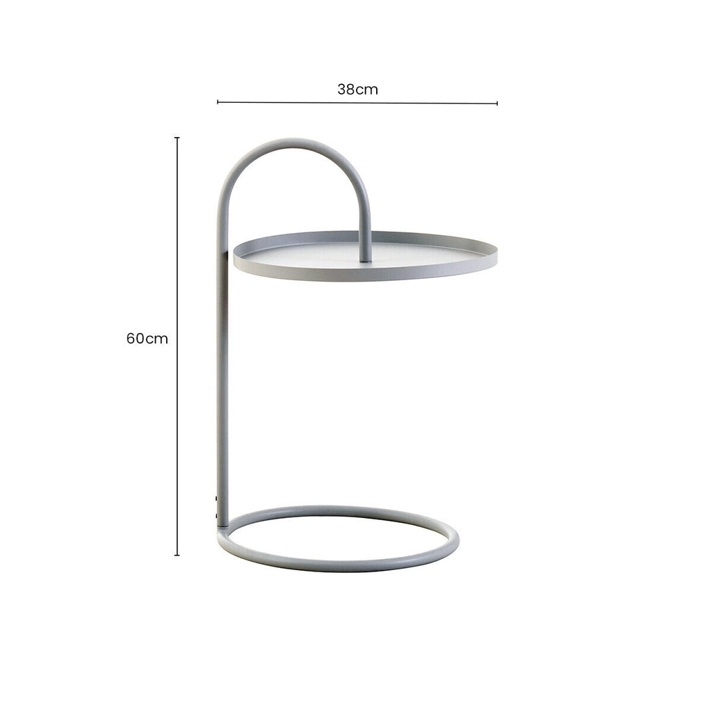 Orsina Trosa Grey Round Metal Side Table – Modern Hanging Accent Table
