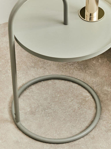 Orsina Trosa Grey Round Metal Side Table – Modern Hanging Accent Table