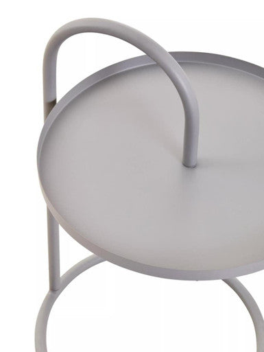 Orsina Trosa Grey Round Metal Side Table – Modern Hanging Accent Table