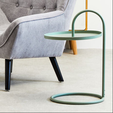 Orsina Trosa Green Round Side Table – Modern Iron Hanging Frame