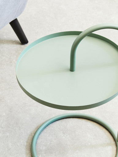 Orsina Trosa Green Round Side Table – Modern Iron Hanging Frame