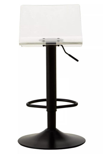 Orsina Baina Clear Acrylic Swivel Bar Stool | Adjustable Black Base