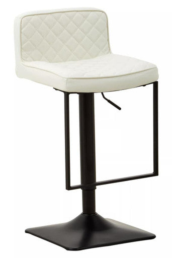 Orsina Baina White Leather Swivel Bar Chair with Black Base