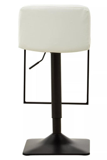 Orsina Baina White Leather Swivel Bar Chair with Black Base