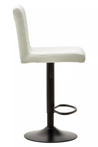 Orsina Baina High Back Bar Stool – White Faux Leather Adjustable Chair
