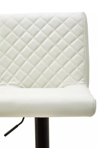 Orsina Baina High Back Bar Stool – White Faux Leather Adjustable Chair