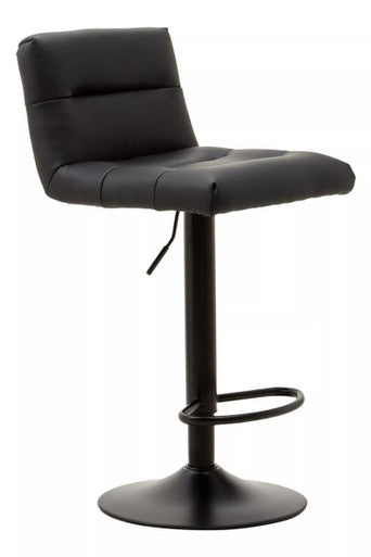 Orsina Baina Bar Stool | Black Leather Effect Adjustable Counter Seat