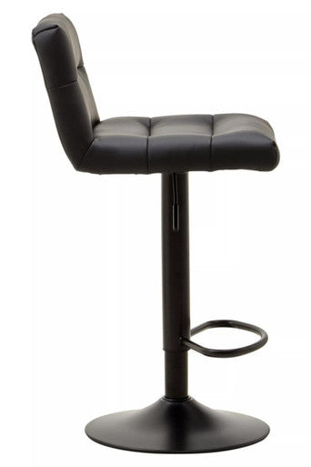 Orsina Baina Bar Stool | Black Leather Effect Adjustable Counter Seat