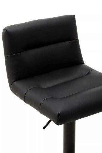 Orsina Baina Bar Stool | Black Leather Effect Adjustable Counter Seat