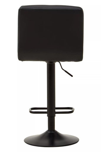 Orsina Baina Black Faux Leather Bar Stool | Adjustable Quilted Chair