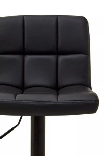 Orsina Baina Black Faux Leather Bar Stool | Adjustable Quilted Chair