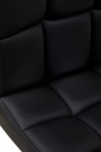 Orsina Baina Black Faux Leather Bar Stool | Adjustable Quilted Chair