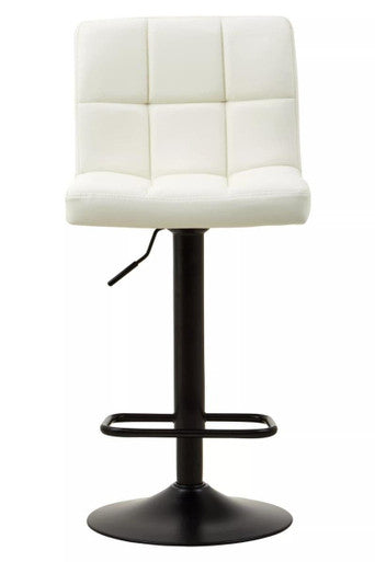 Orsina Baina White Faux Leather Bar Stool – Adjustable Quilted Chair