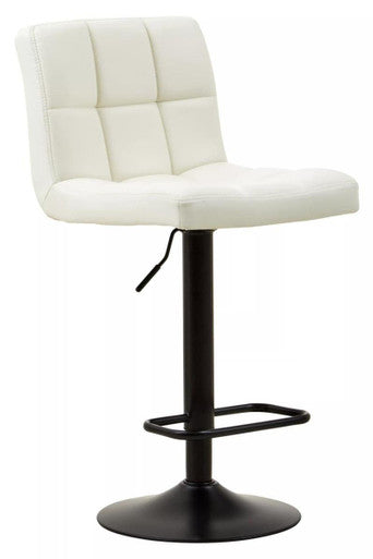 Orsina Baina White Faux Leather Bar Stool – Adjustable Quilted Chair