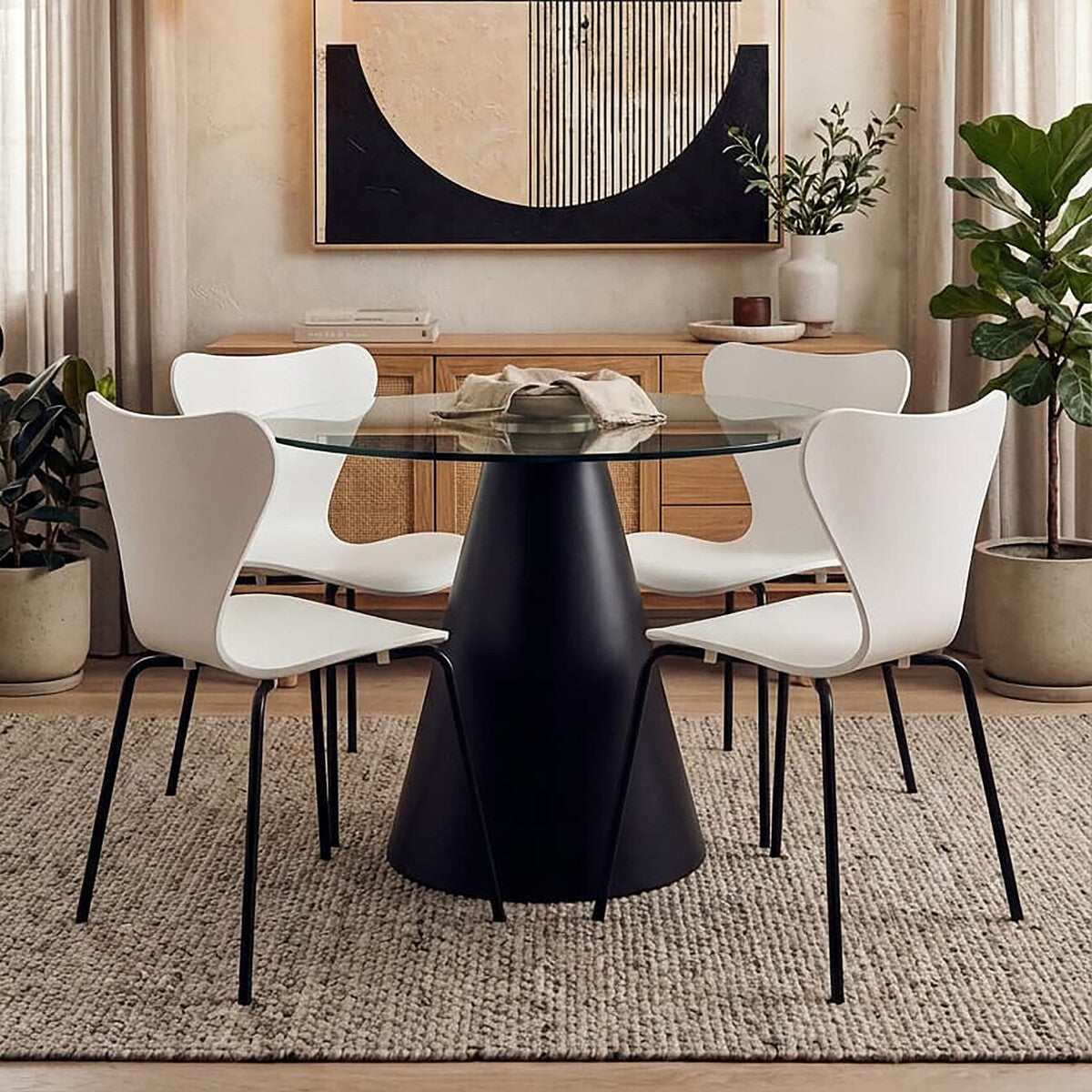 Orsina Laila Modern Dining Chair | White Seat with Black Legs
