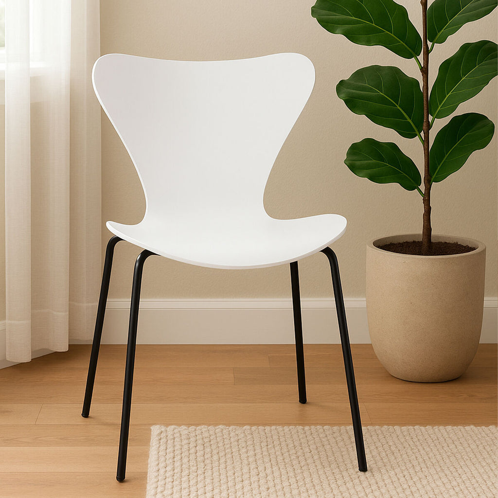 Orsina Laila Modern Dining Chair | White Seat with Black Legs