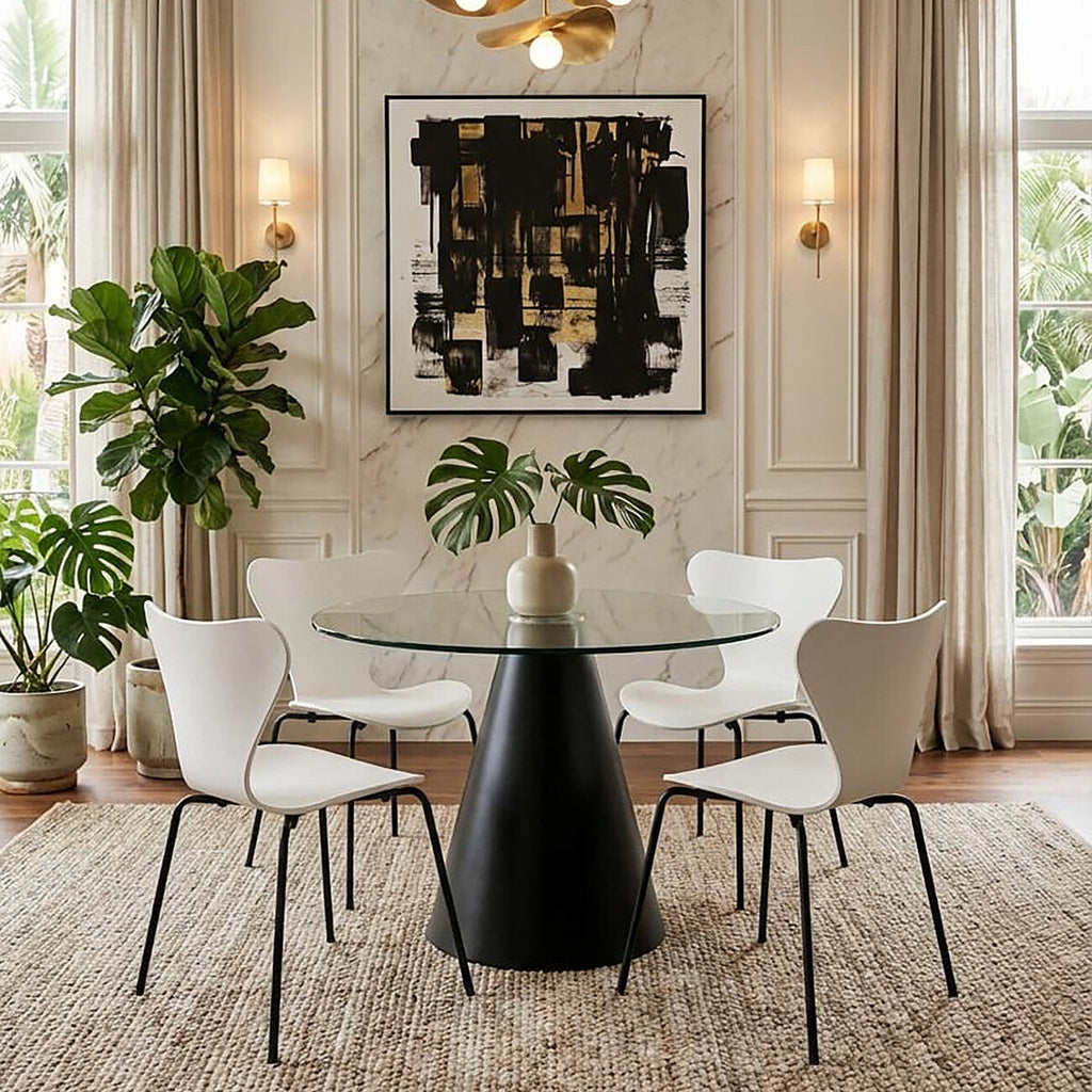 Orsina Laila Modern Dining Chair | White Seat with Black Legs