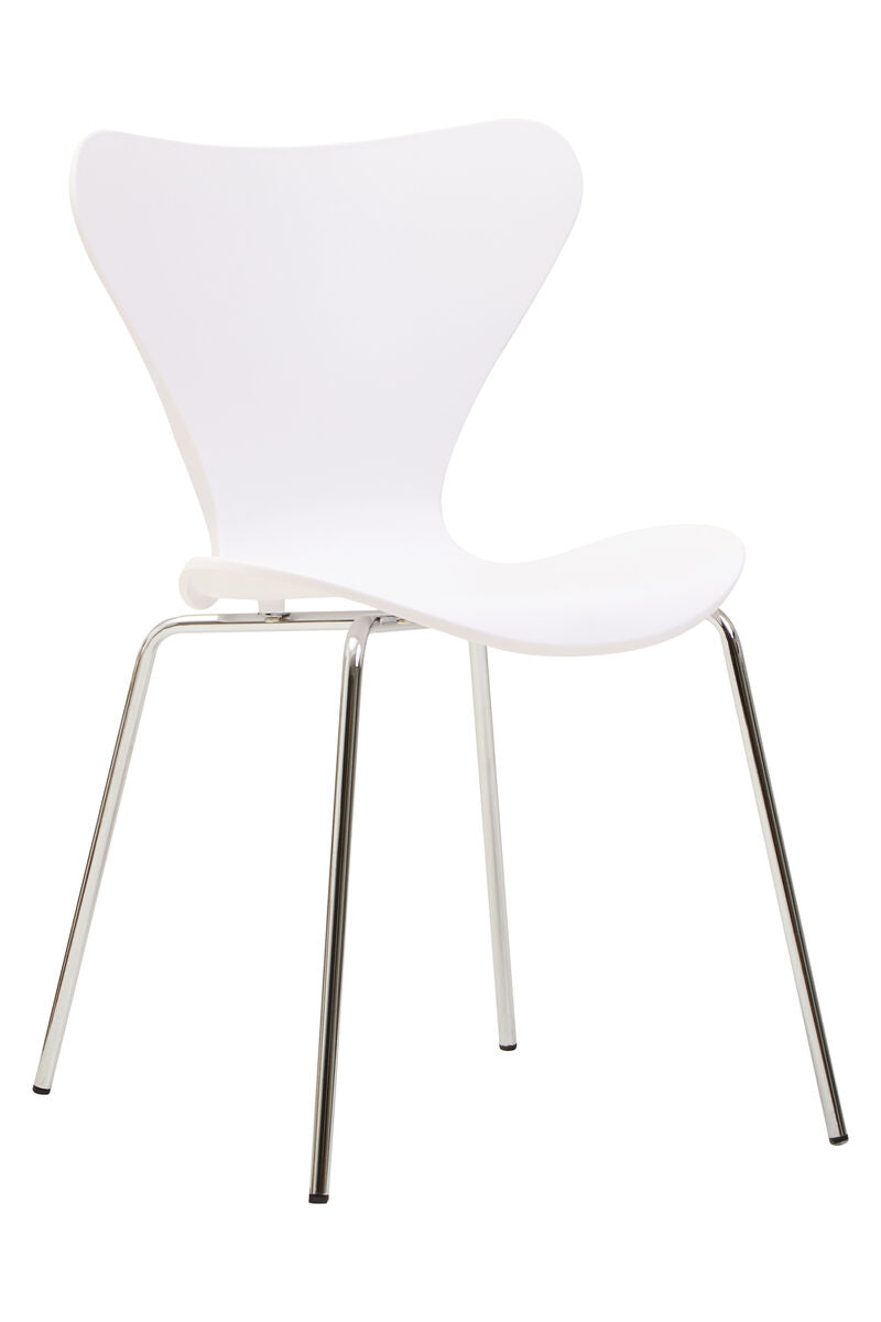 Orsina Laila Modern Dining Chair | White Seat with Silver Chrome Legs