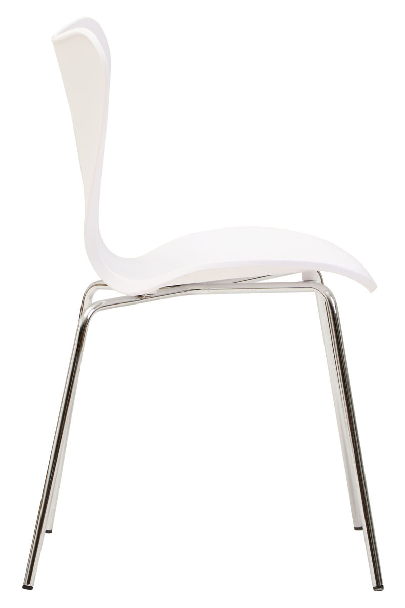 Orsina Laila Modern Dining Chair | White Seat with Silver Chrome Legs
