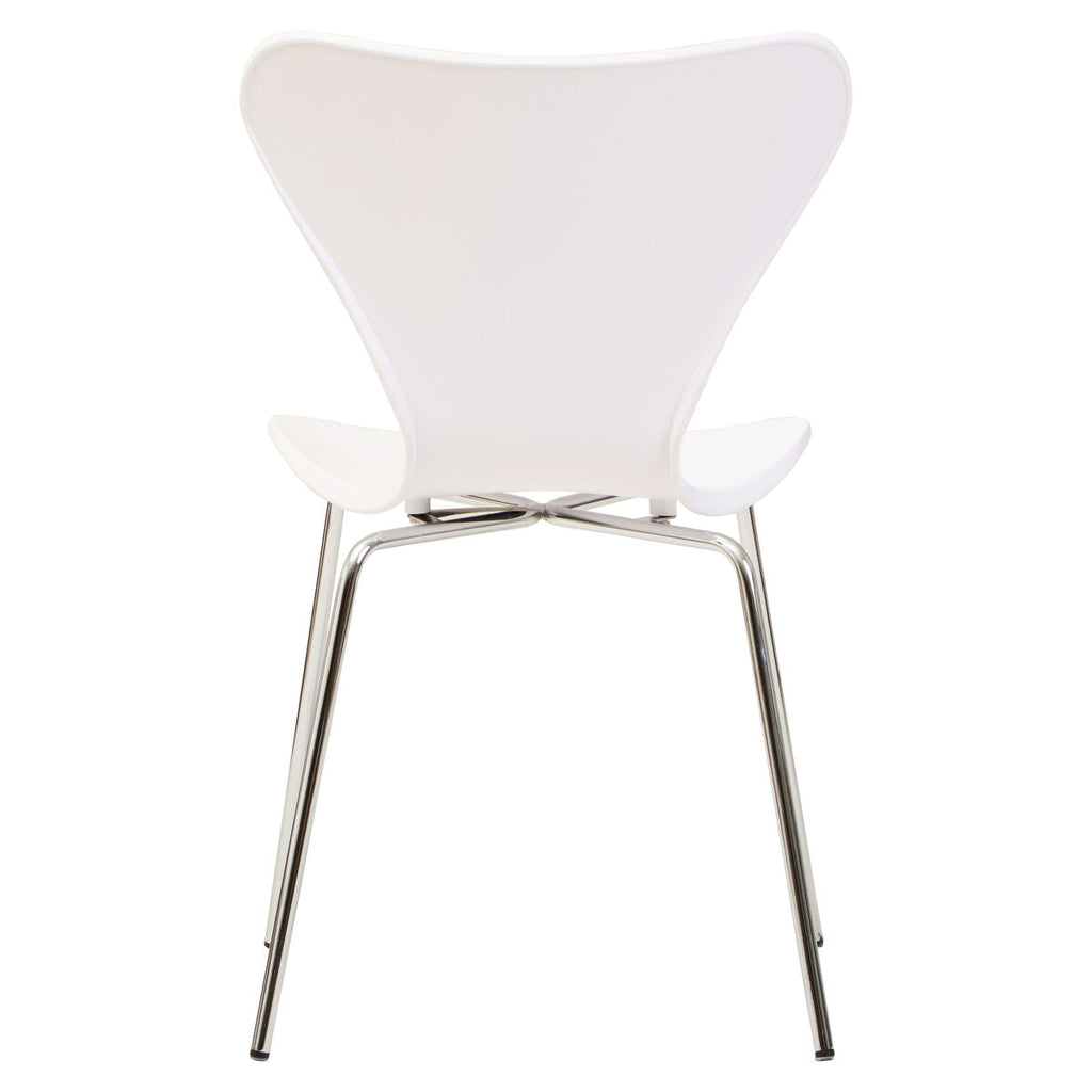 Orsina Laila Modern Dining Chair | White Seat with Silver Chrome Legs