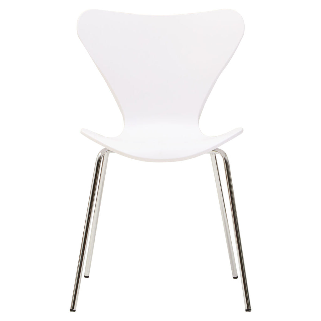 Orsina Laila Modern Dining Chair | White Seat with Silver Chrome Legs