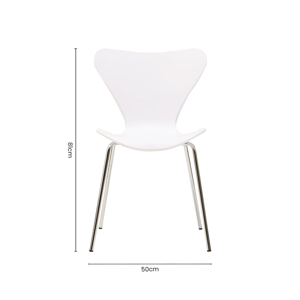 Orsina Laila Modern Dining Chair | White Seat with Silver Chrome Legs