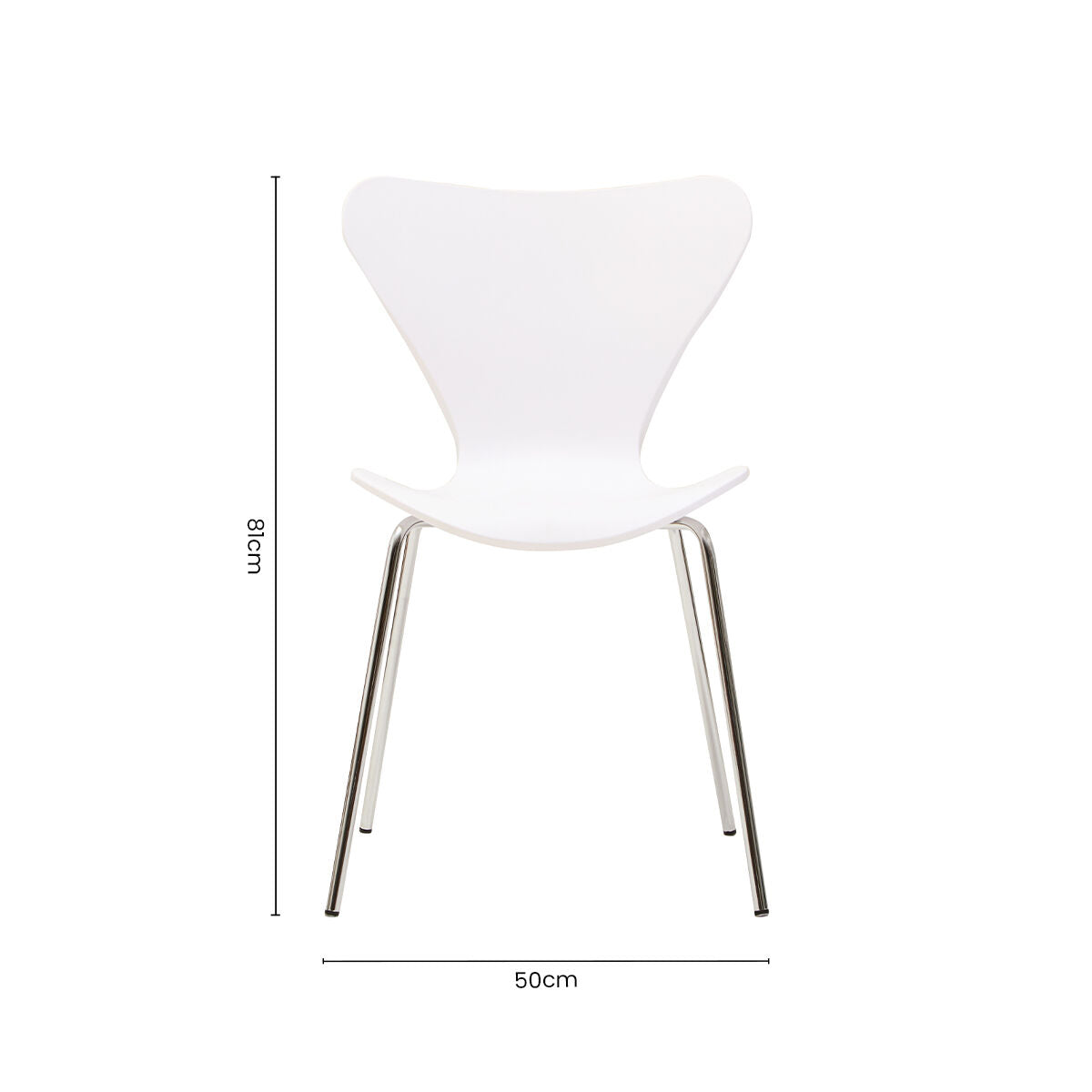 Orsina Laila Modern Dining Chair | White Seat with Silver Chrome Legs