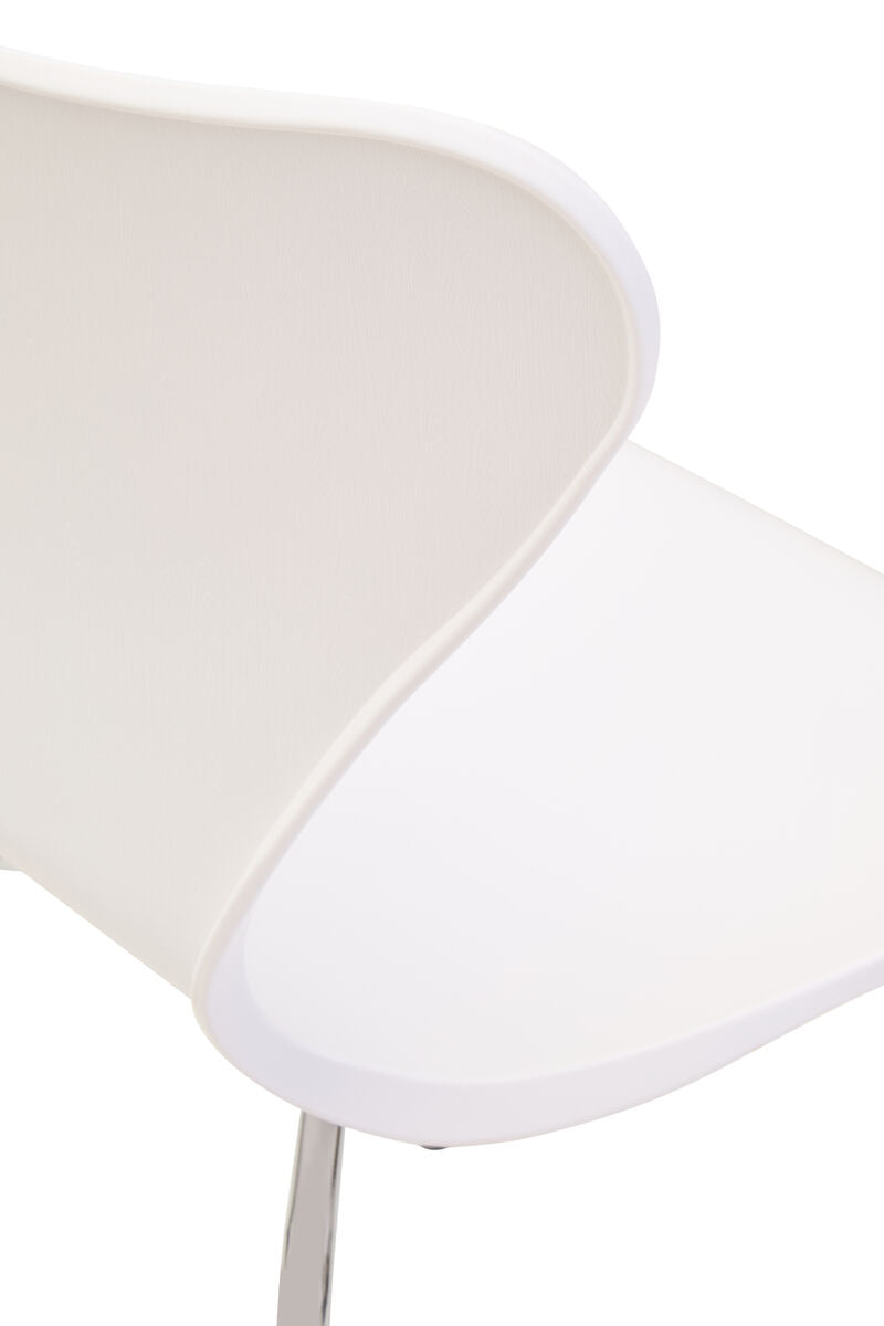 Orsina Laila Modern Dining Chair | White Seat with Silver Chrome Legs