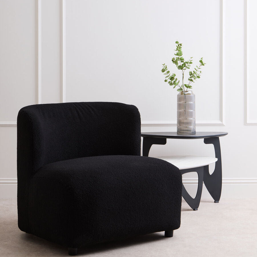Orsina Montreal Black Boucle Armless Lounge Chair – Modern Accent Seating