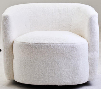 Orsina Montreal Ivory Boucle Curved Swivel Lounge Chair – Accent Seating