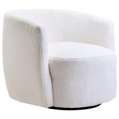 Orsina Montreal Ivory Boucle Curved Swivel Lounge Chair – Accent Seating