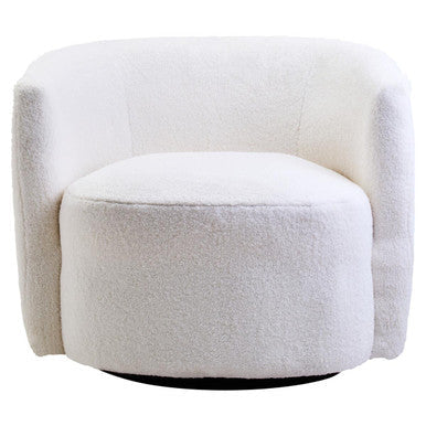 Orsina Montreal Ivory Boucle Curved Swivel Lounge Chair – Accent Seating