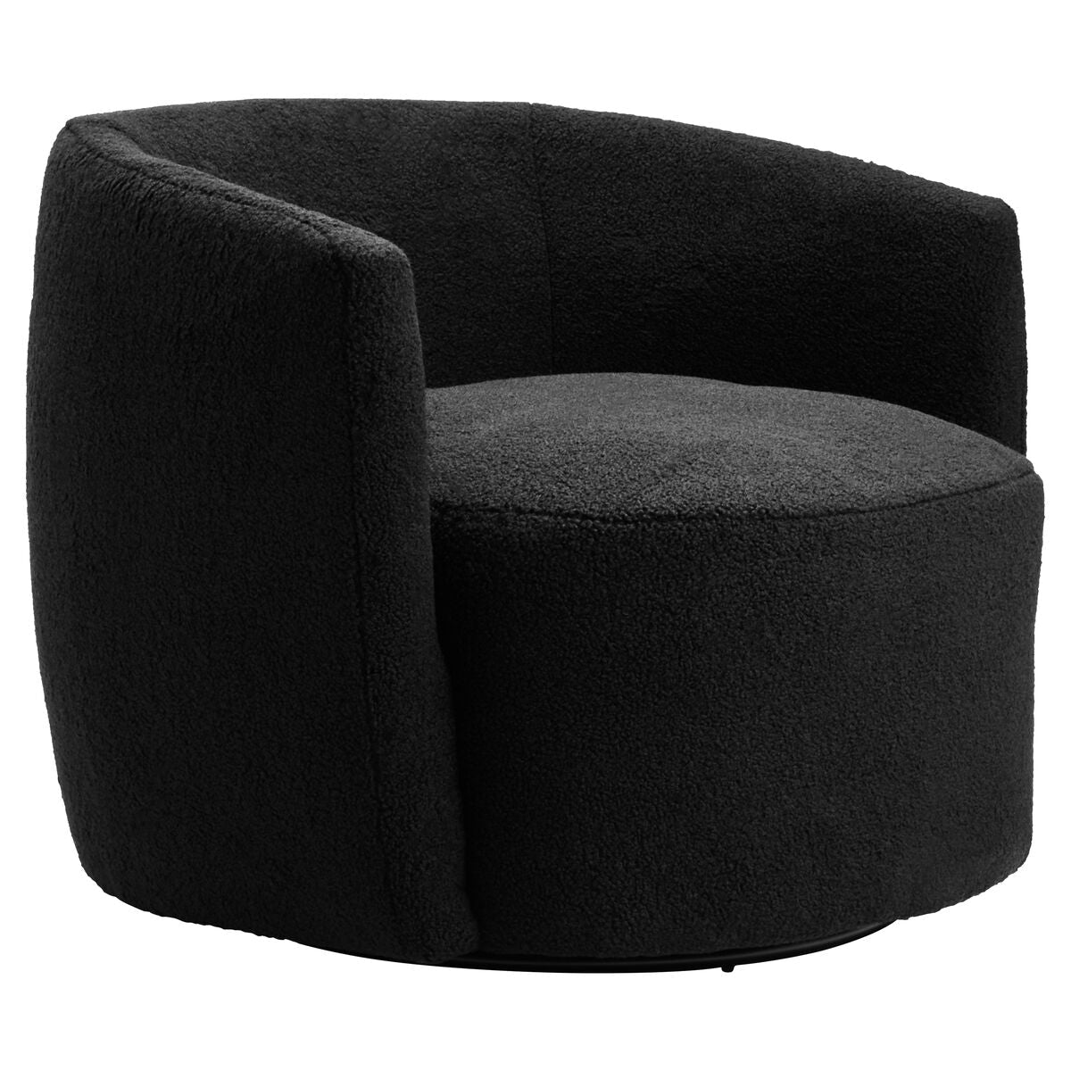 Orsina Montreal Black Boucle Curved Swivel Lounge Chair