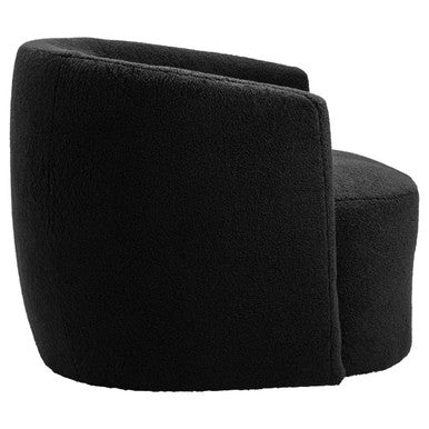 Orsina Montreal Black Boucle Curved Swivel Lounge Chair