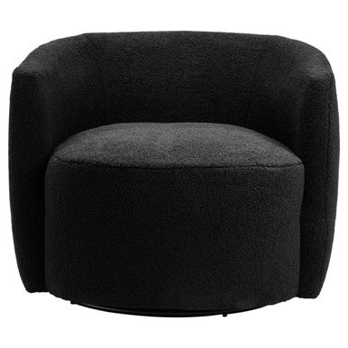 Orsina Montreal Black Boucle Curved Swivel Lounge Chair