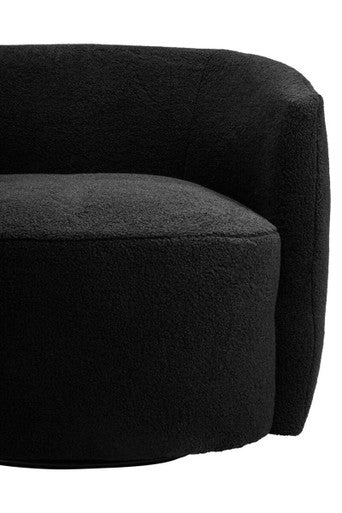 Orsina Montreal Black Boucle Curved Swivel Lounge Chair